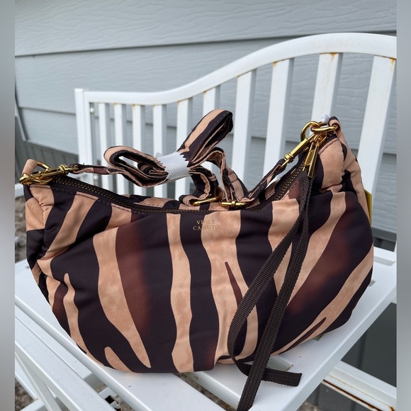 VINCE CAMUTO Washable Nylon Crossbody Harlo In Brown Zebra - Picture 2 of 12